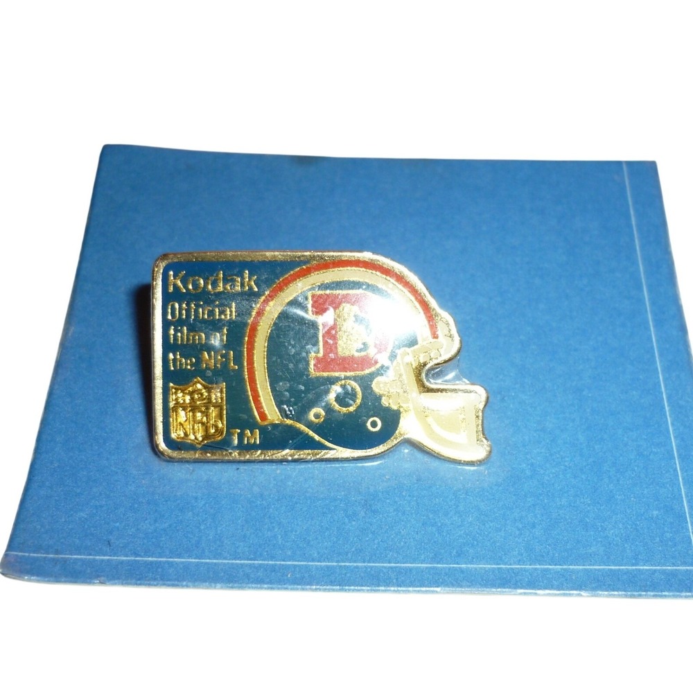 Vintage Denver Broncos Kodak Official Film of the NFL Enamel Lapel Pin Gold Tone